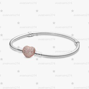 Pandora Sparkling Heart & Snake Chain Bracelet